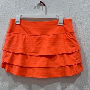 Athleta Orange Swim Tiered Skort, Size M, Pocket in Back, Silicone on Lega